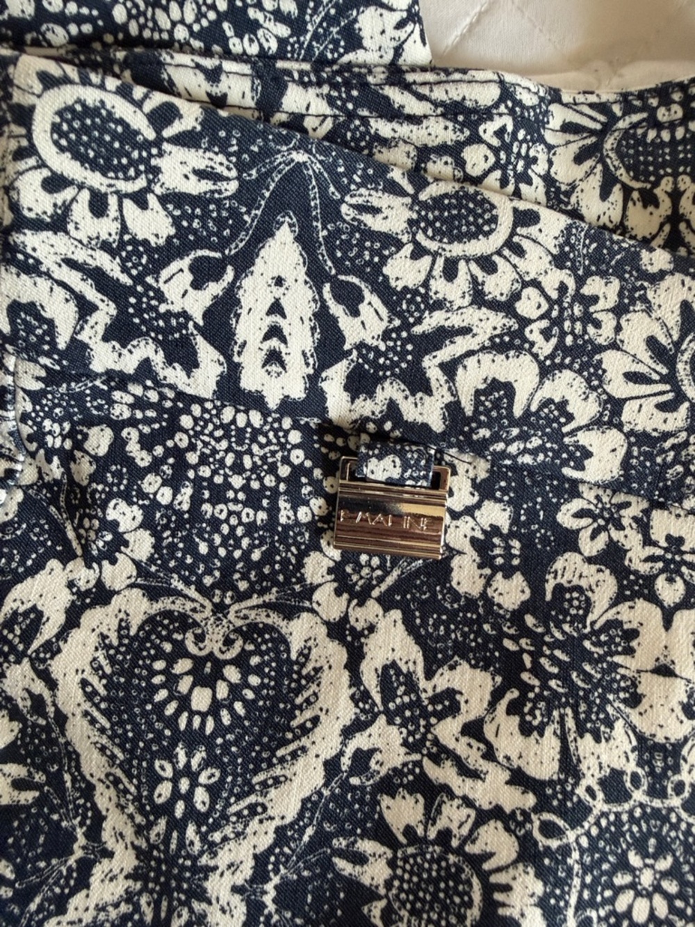 Blue & White Damask Print Stretch Pants - Picture 4 of 5